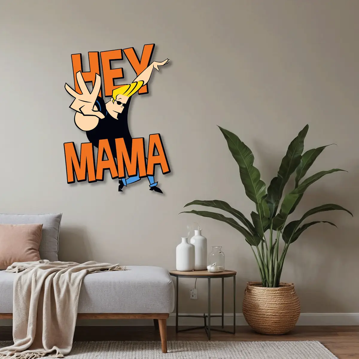 Hey Mama Yazılı Çizgi Karakter Pop Art Metal Tablo