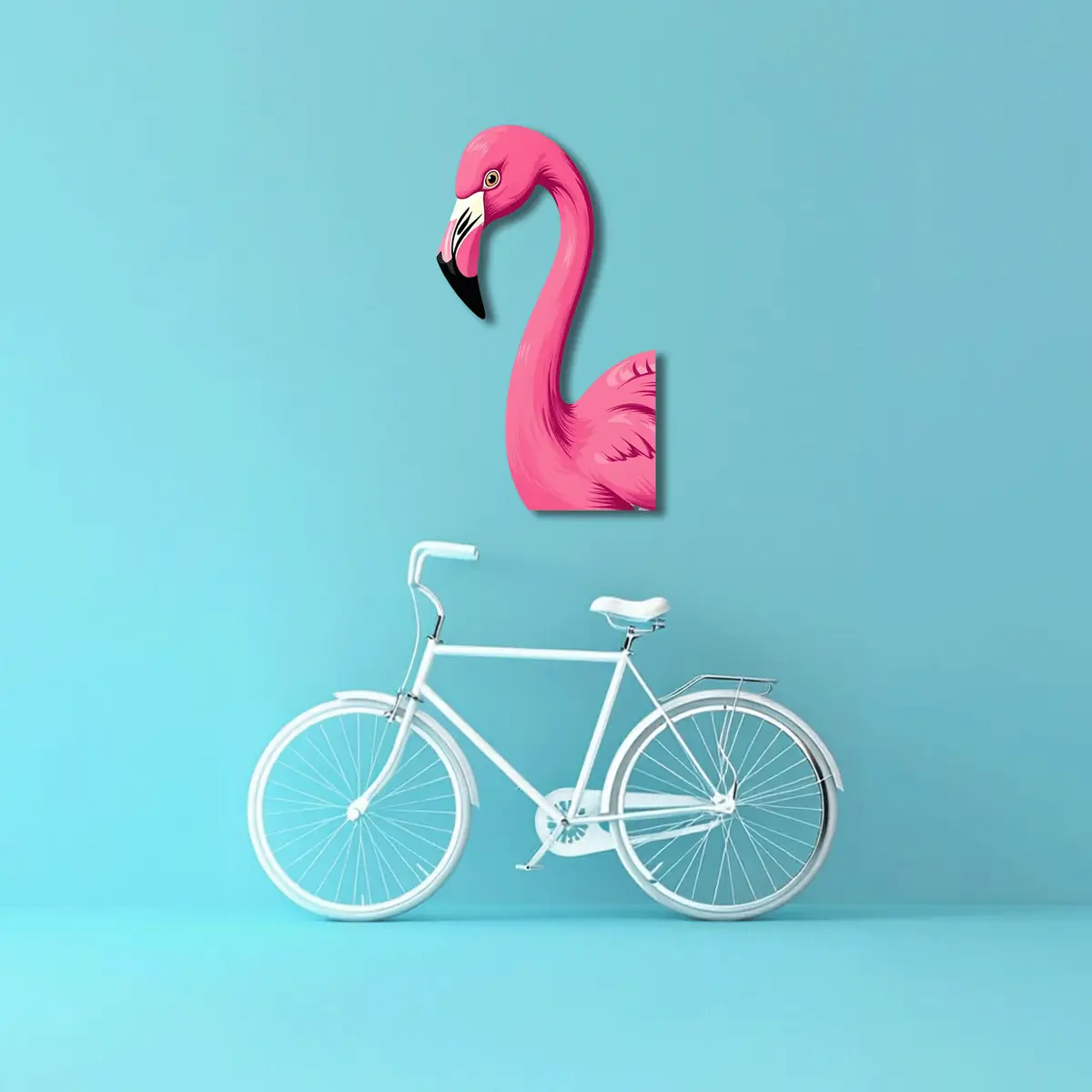 Pembe Flamingo Metal Duvar Tablosu