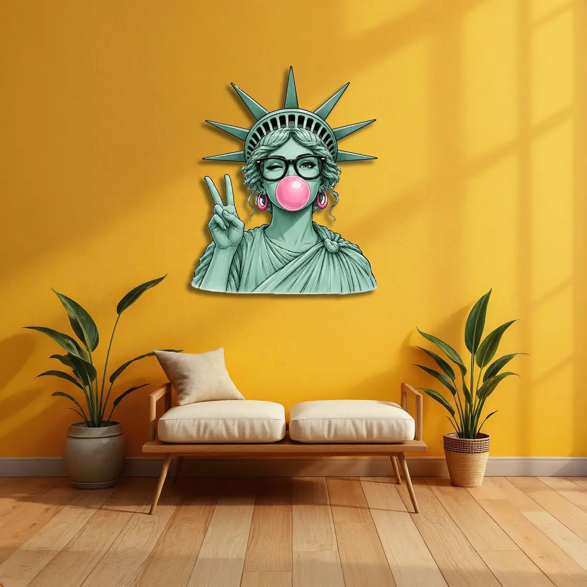 Balon Sakızlı Özgürlük Heykeli Pop Art Metal Tablo