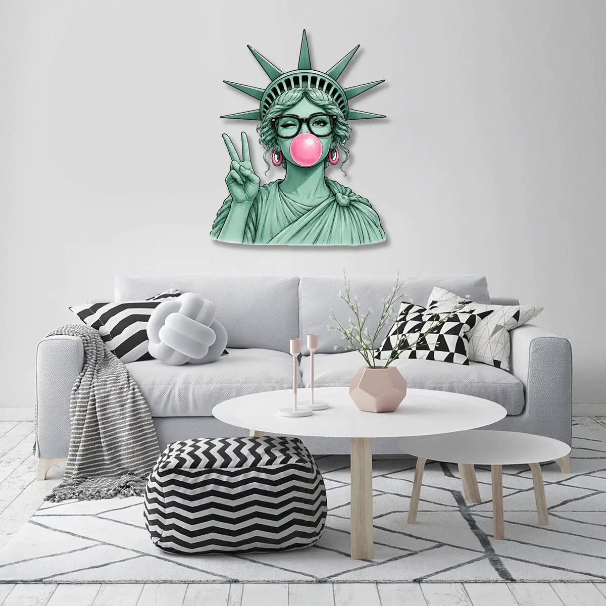 Balon Sakızlı Özgürlük Heykeli Pop Art Metal Tablo