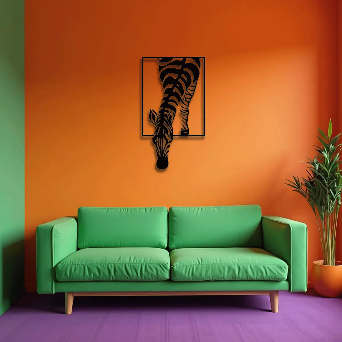 Çerçeveli Zebra Metal Duvar Tablosu