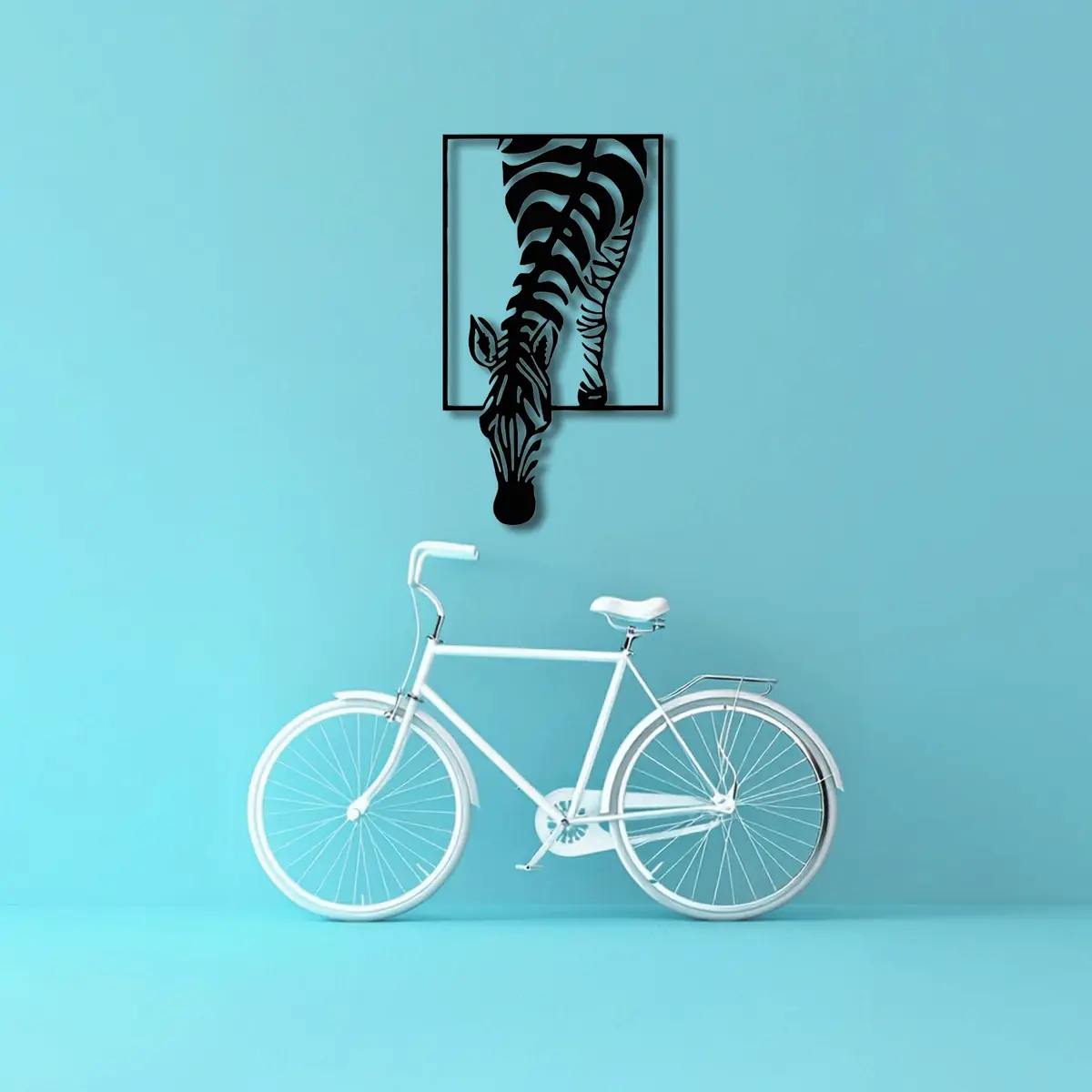 Çerçeveli Zebra Metal Duvar Tablosu