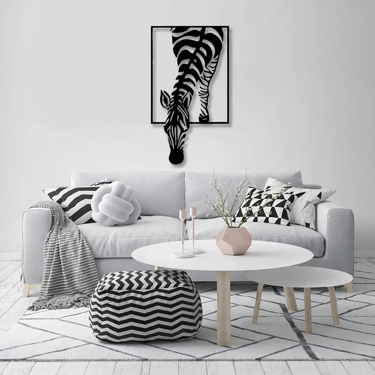 Çerçeveli Zebra Metal Duvar Tablosu