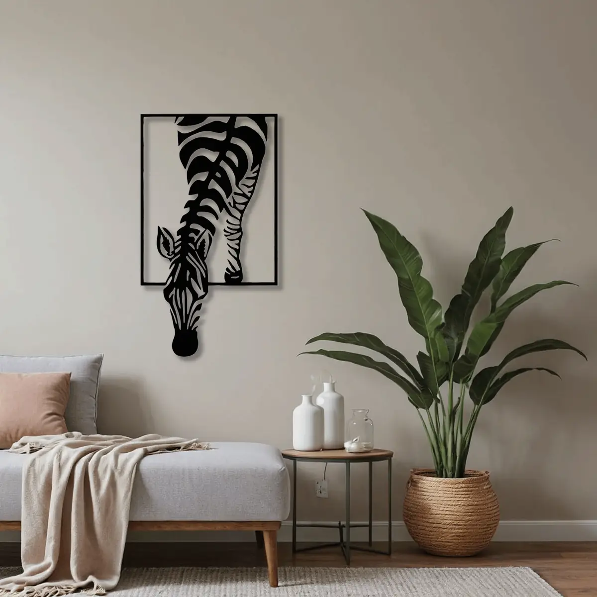 Çerçeveli Zebra Metal Duvar Tablosu