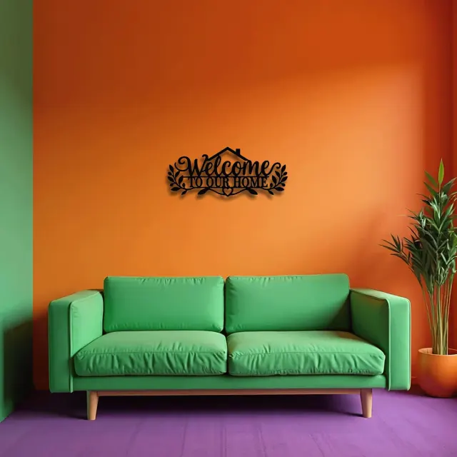 Welcome To Our Home Yazılı Metal Duvar Tablosu
