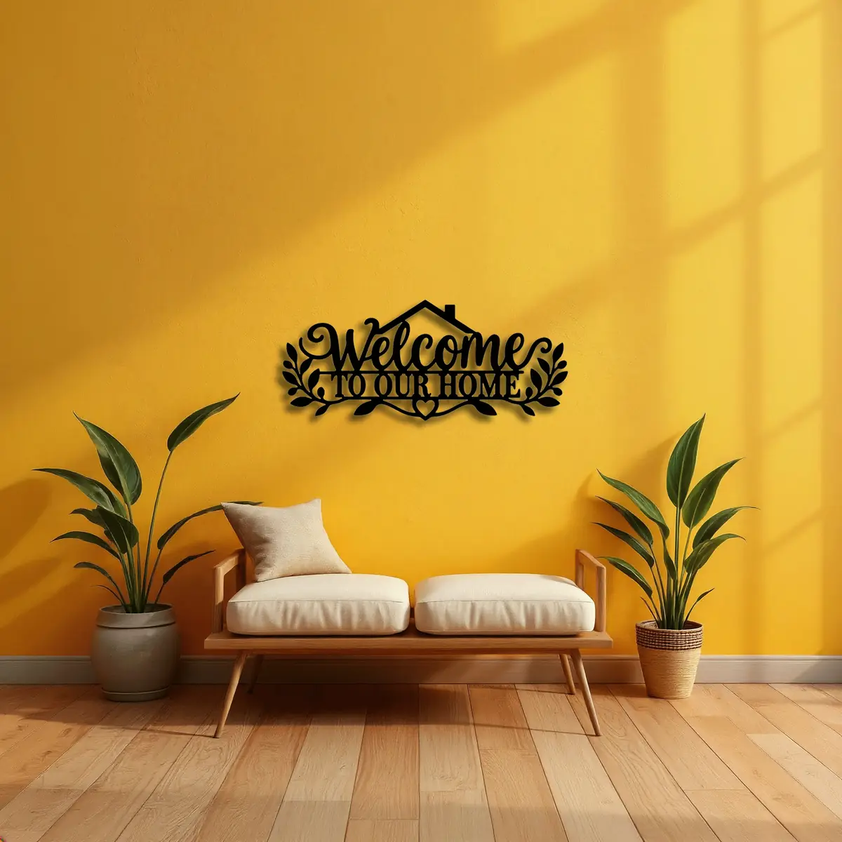 Welcome To Our Home Yazılı Metal Duvar Tablosu