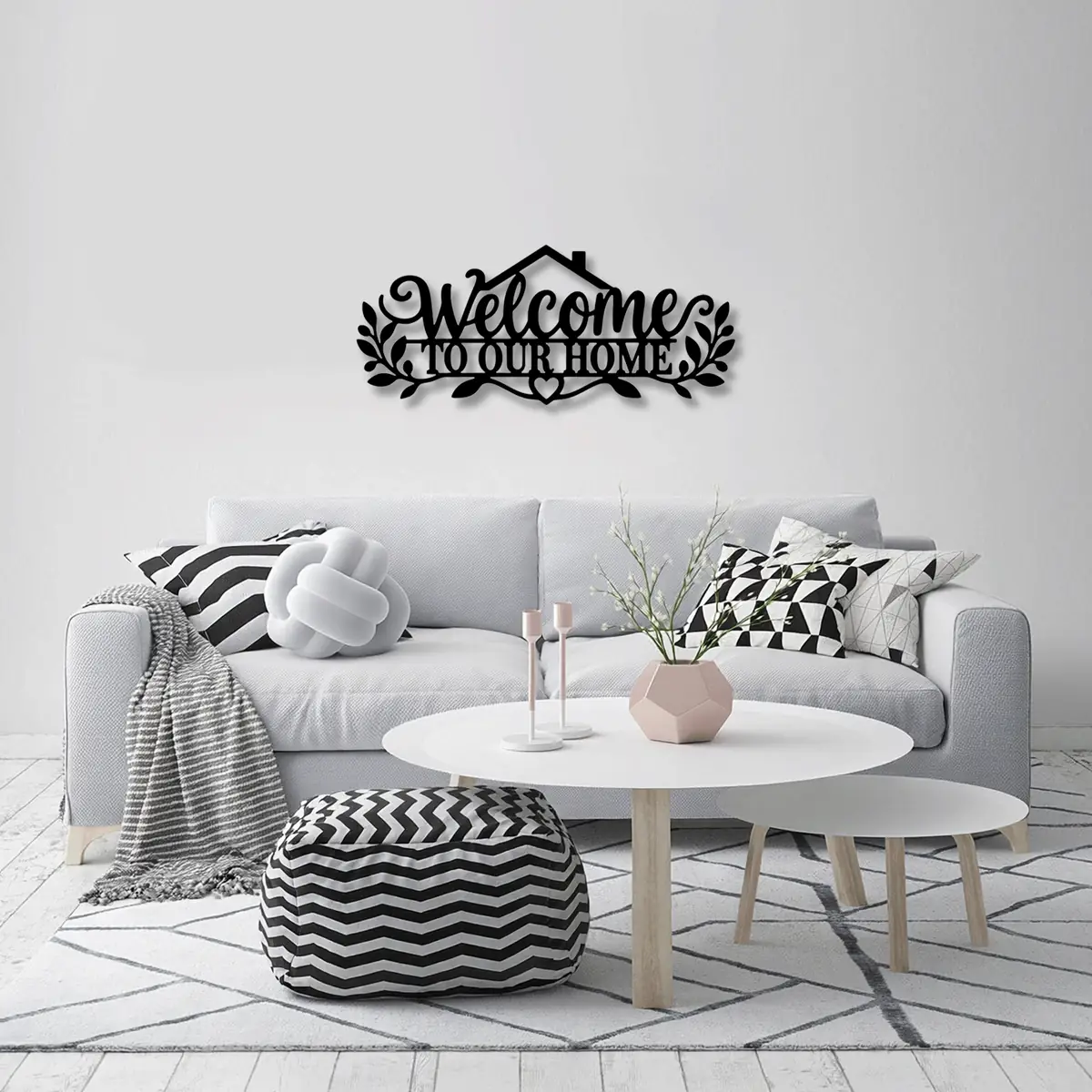 Welcome To Our Home Yazılı Metal Duvar Tablosu