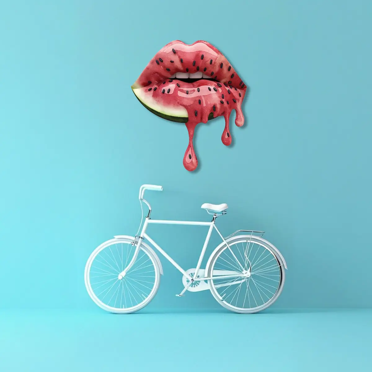 Karpuz Dilimli Damlayan Dudak Pop Art Metal Tablo