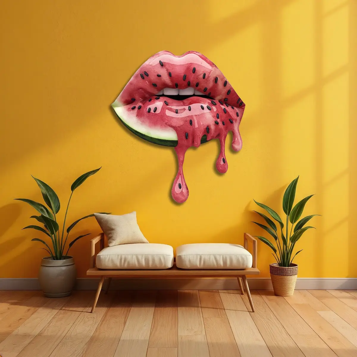 Karpuz Dilimli Damlayan Dudak Pop Art Metal Tablo