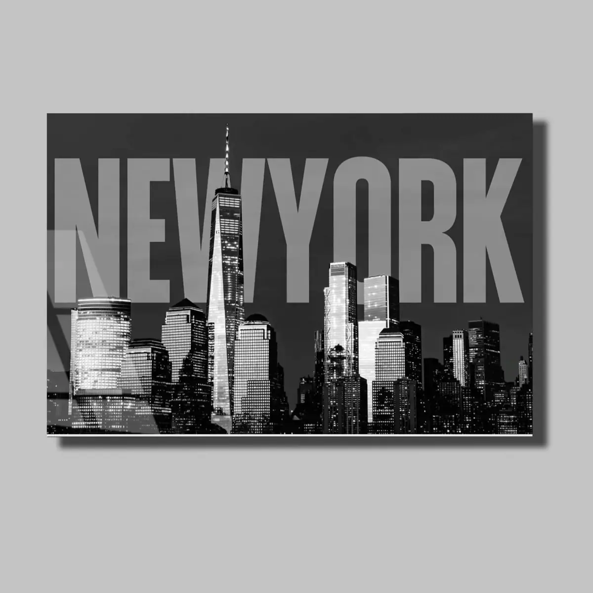 New York Şehir Silüeti Gece Cam Tablo