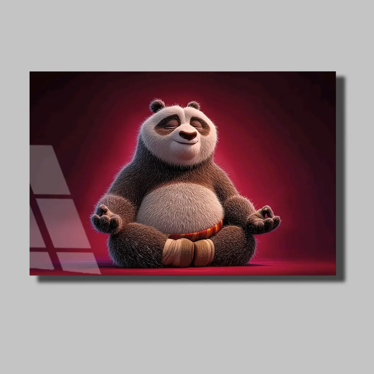 Meditasyon Yapan Sevimli Panda Cam Tablo