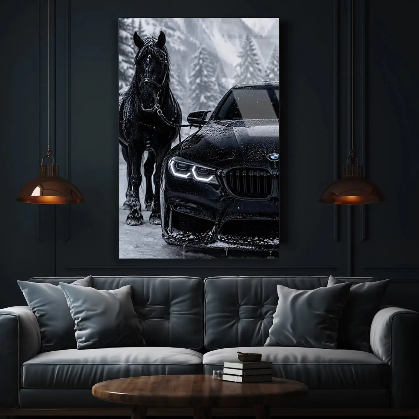 Karda At ve Siyah BMW Tablo