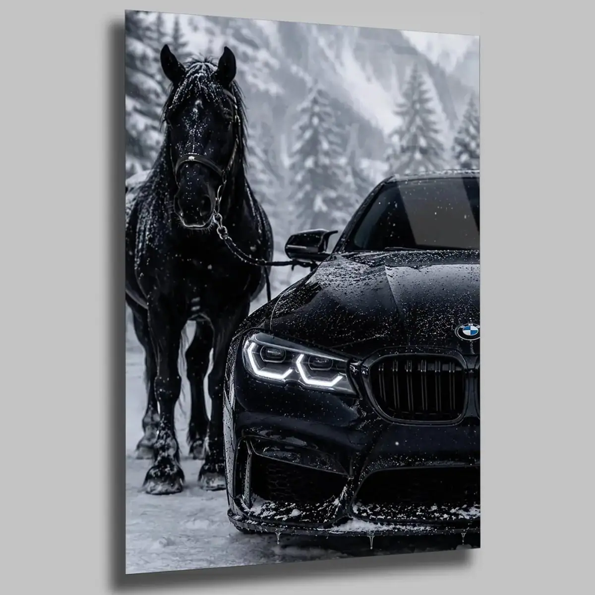 Karda At ve Siyah BMW Tablo