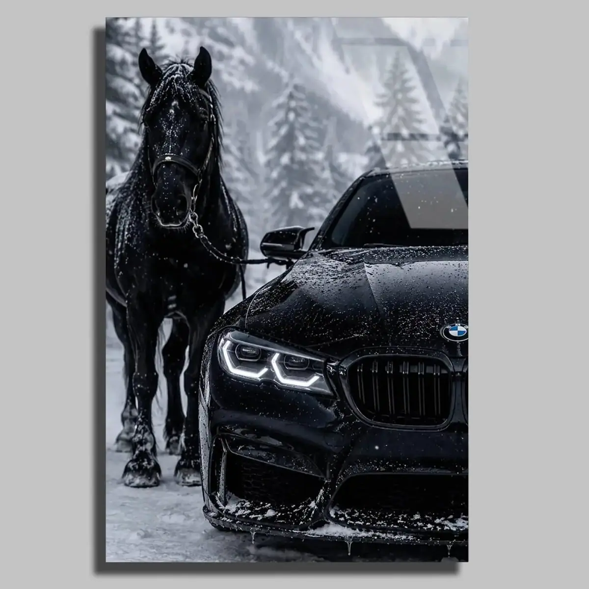 Karda At ve Siyah BMW Tablo