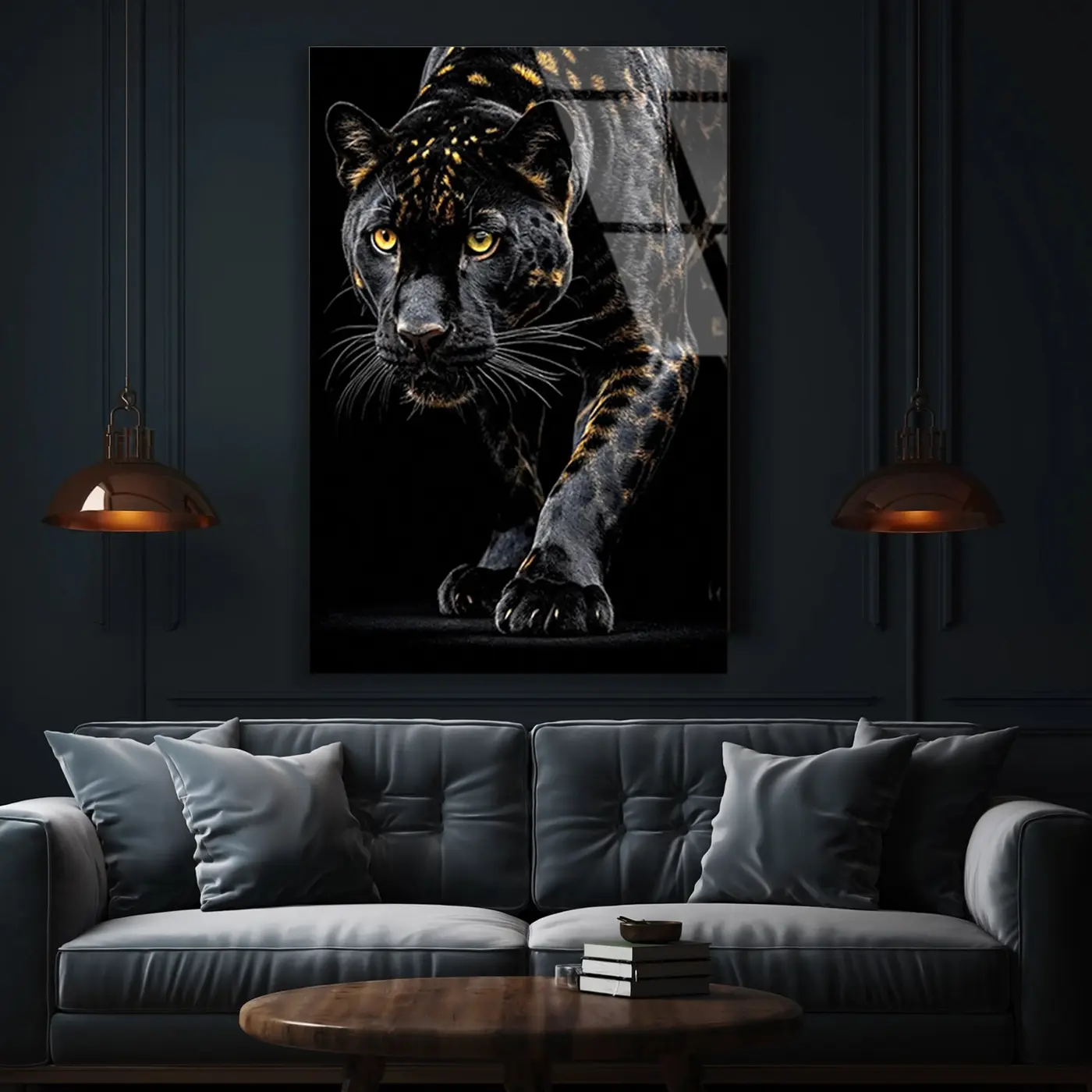 Yürüyen Siyah Leopar Tablo