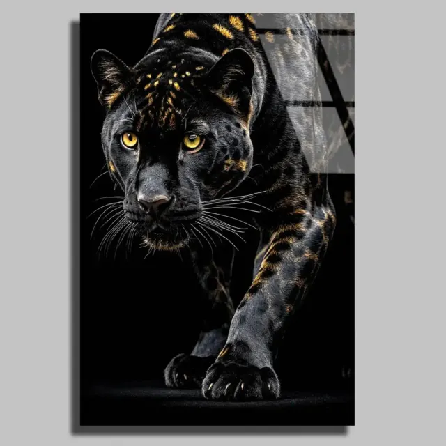 Yürüyen Siyah Leopar Tablo