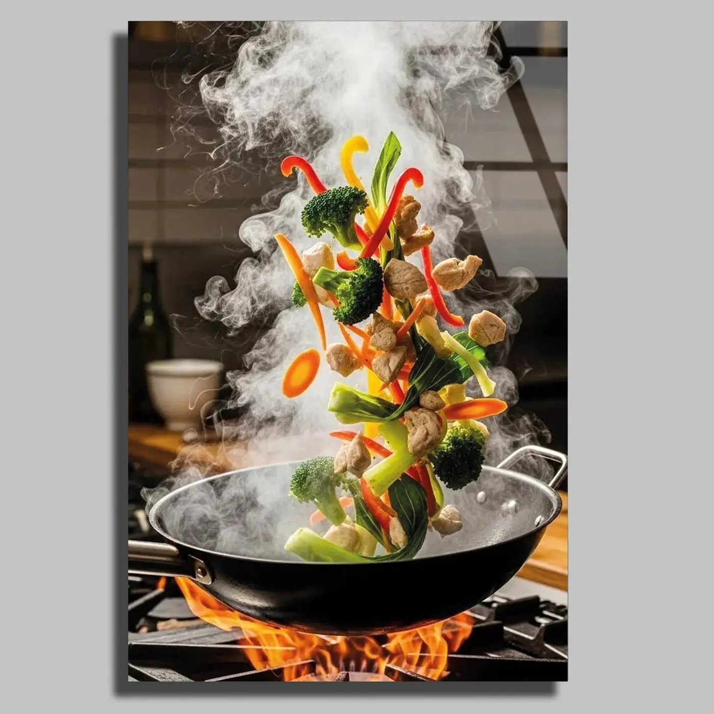 Alevli Wok Tavada Yemek Tablo