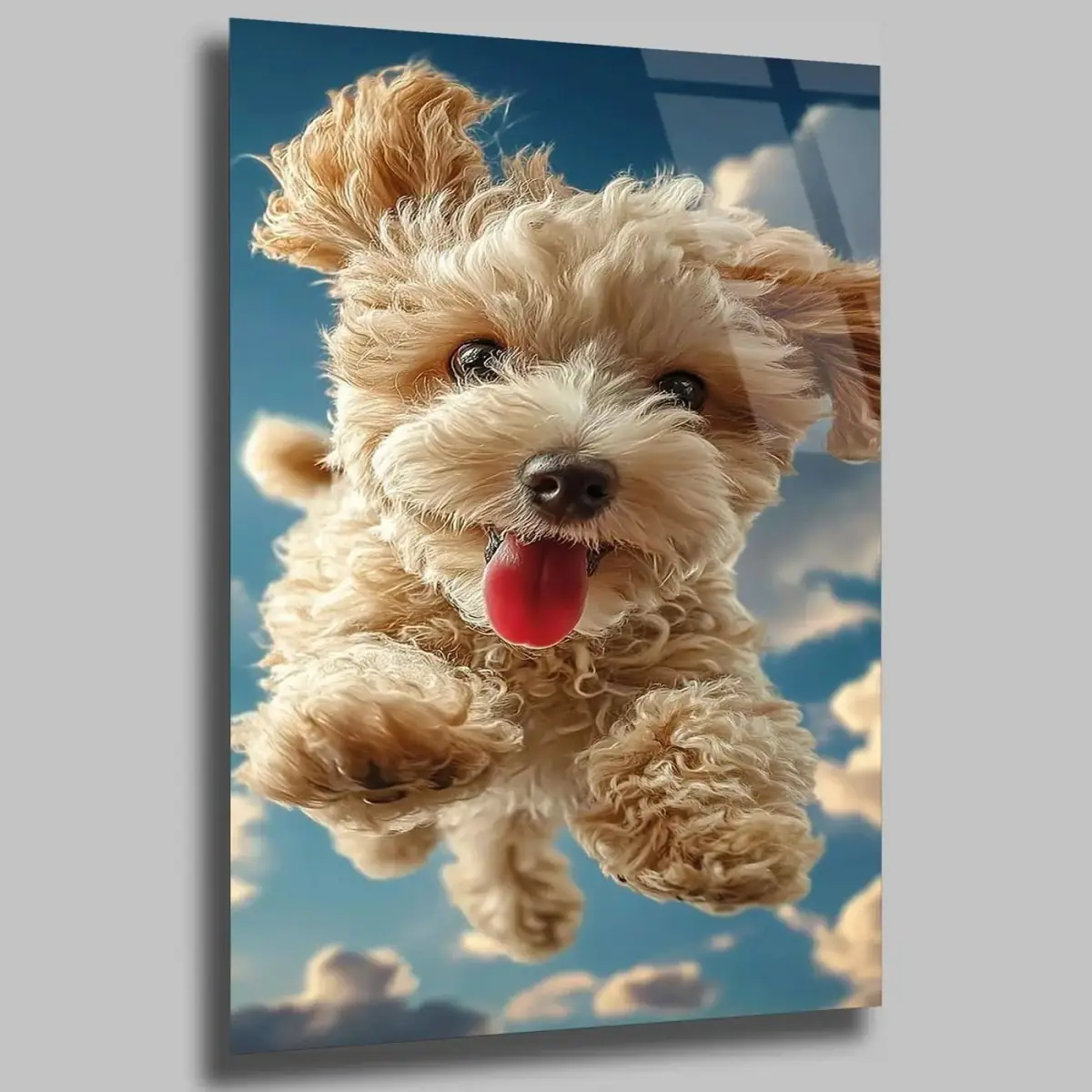 Havada Mutlu Köpek Yavrusu Tablo