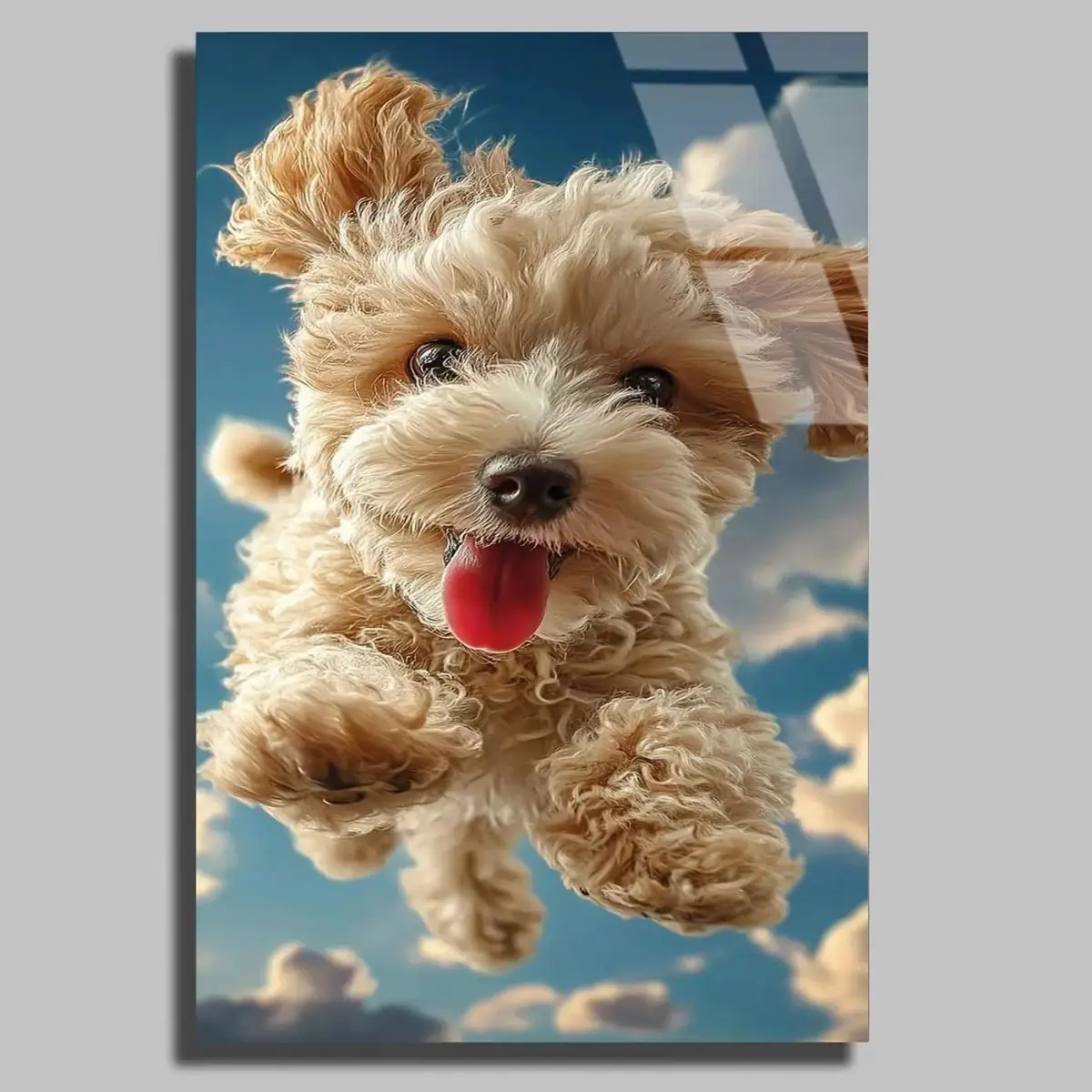 Havada Mutlu Köpek Yavrusu Tablo