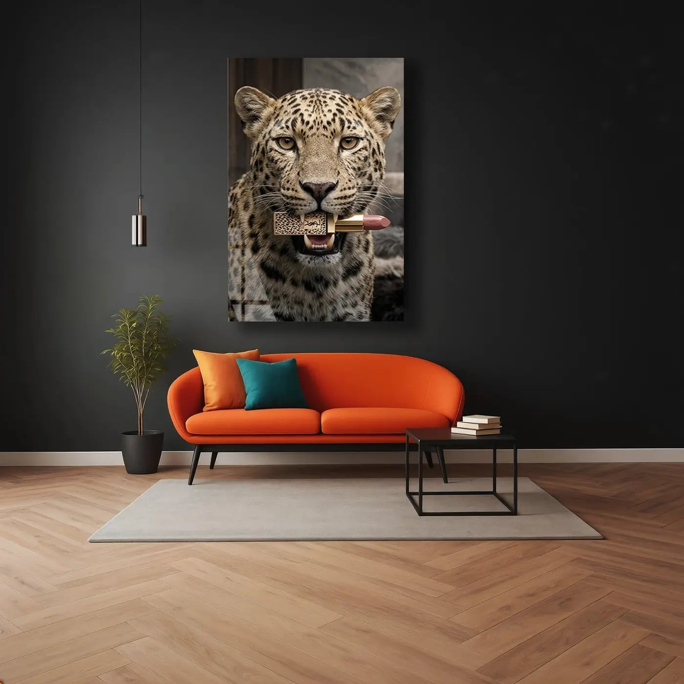 Ruj Tutan Şık Leopar Cam Tablo