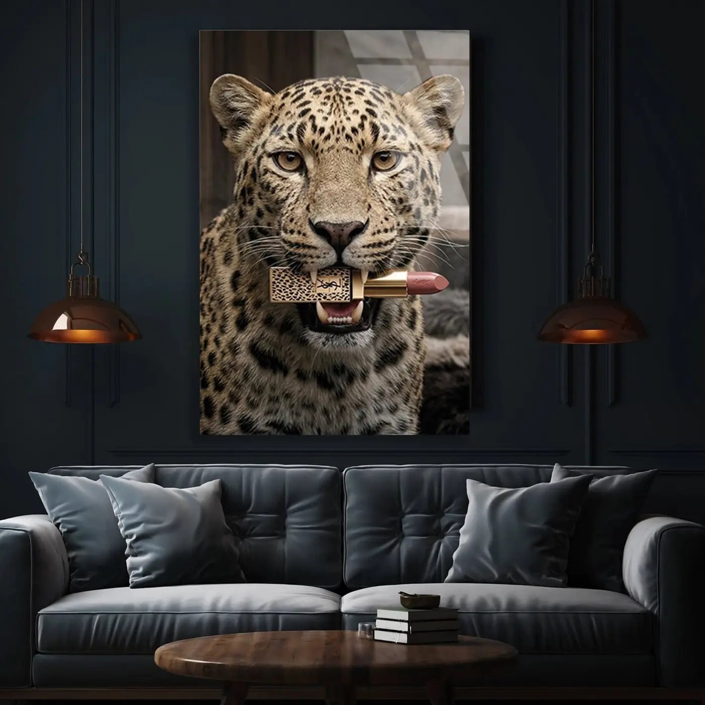 Ruj Tutan Şık Leopar Cam Tablo