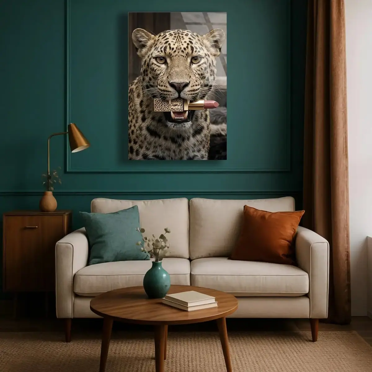 Ruj Tutan Şık Leopar Cam Tablo