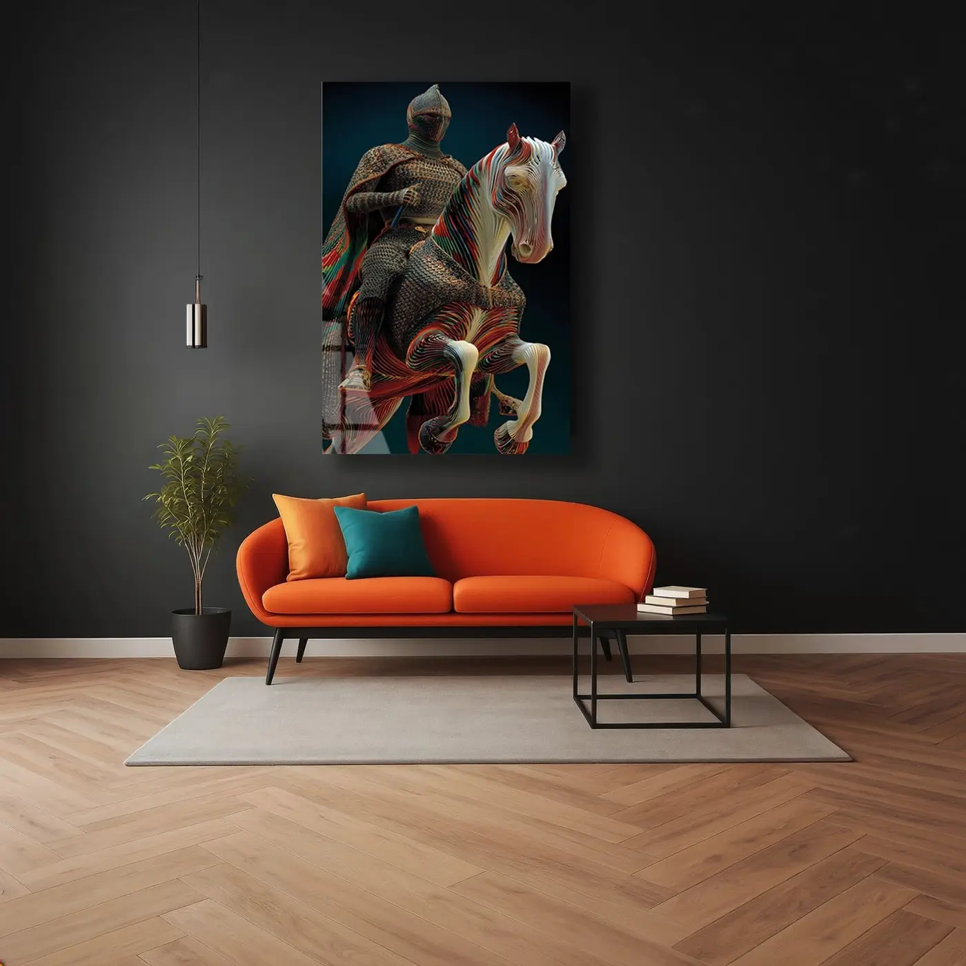 Dijital Sanat Zırhlı Süvari Cam Tablo
