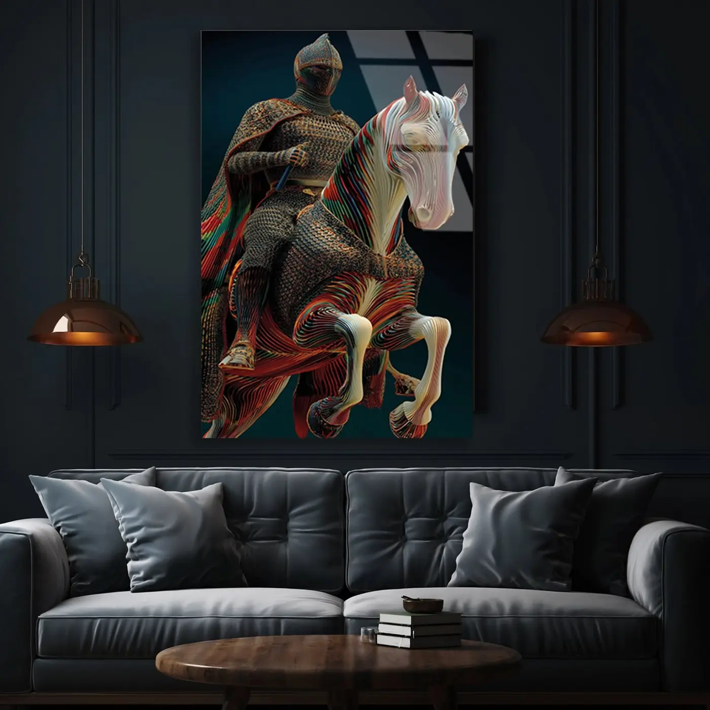 Dijital Sanat Zırhlı Süvari Cam Tablo