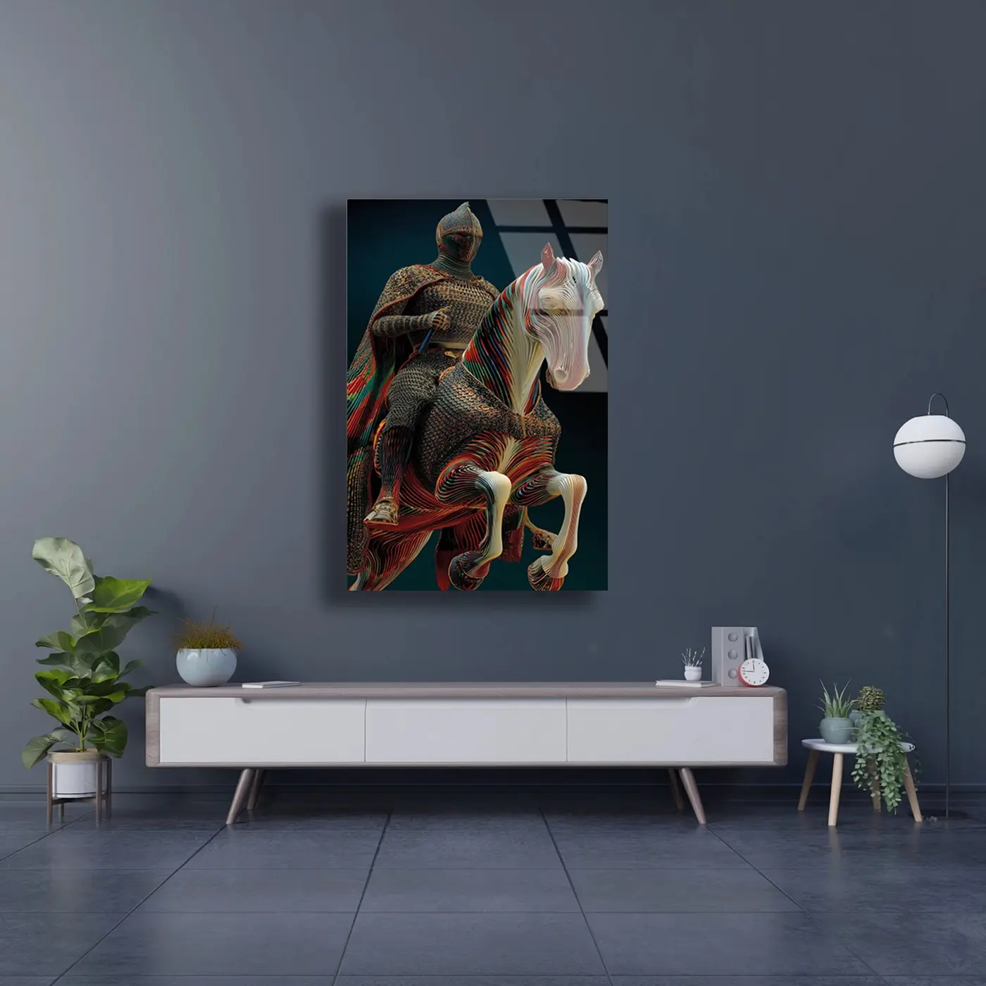 Dijital Sanat Zırhlı Süvari Cam Tablo