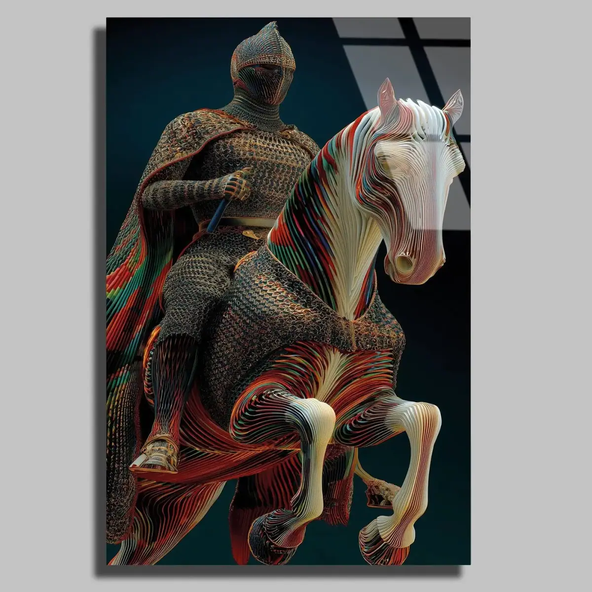 Dijital Sanat Zırhlı Süvari Cam Tablo