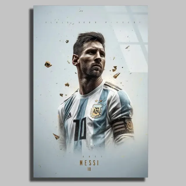 Messi 10 Numara Arjantin Forması Cam Tablo