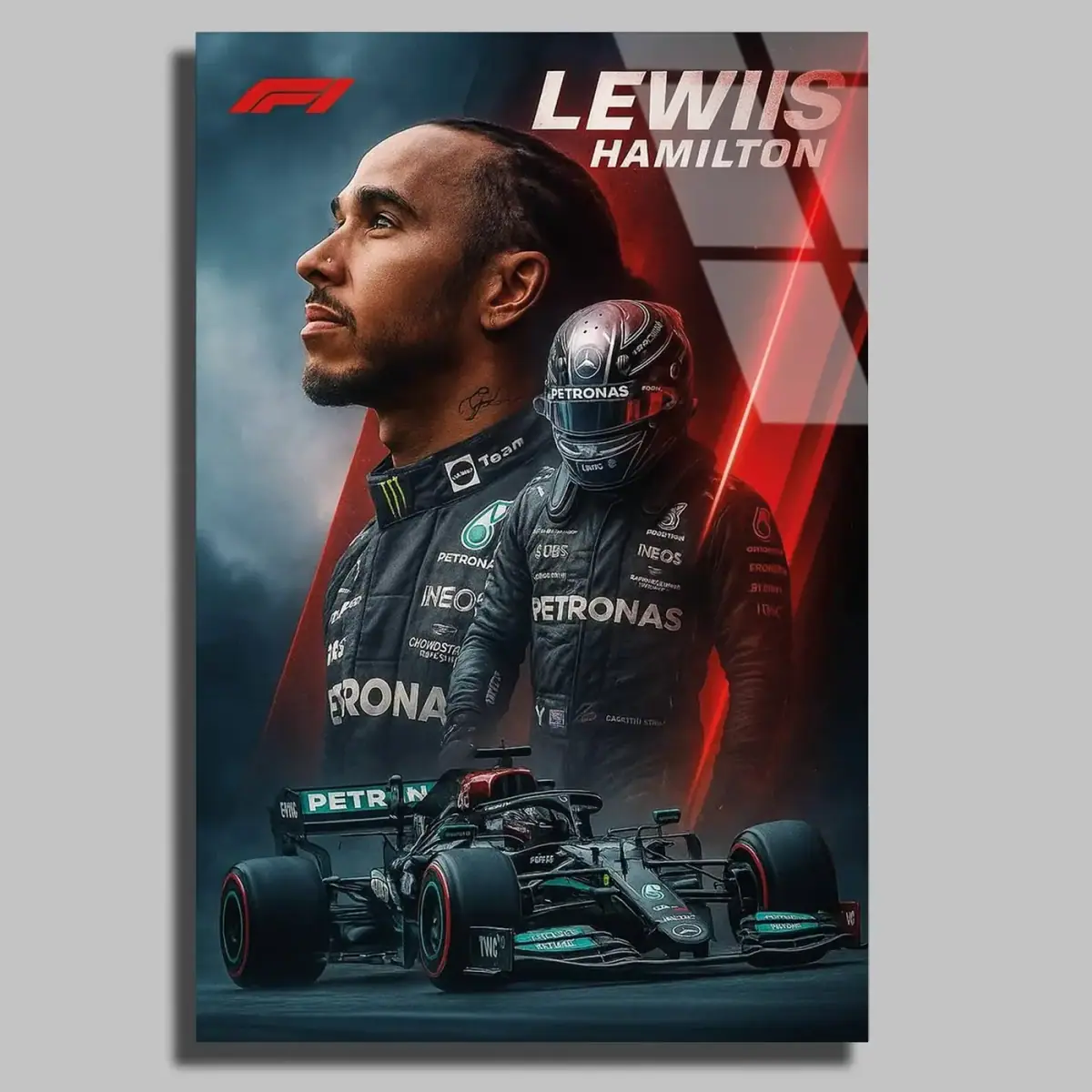 Lewis Hamilton F1 Şampiyonu Cam Tablo