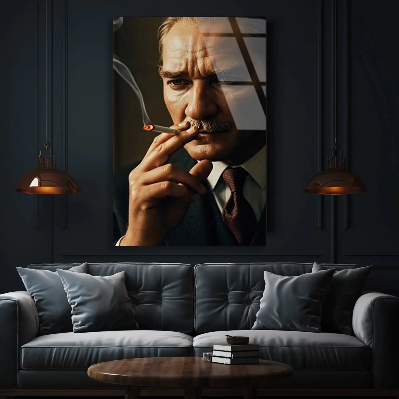 Atatürk Detaylı Portre Sanat Cam Tablo