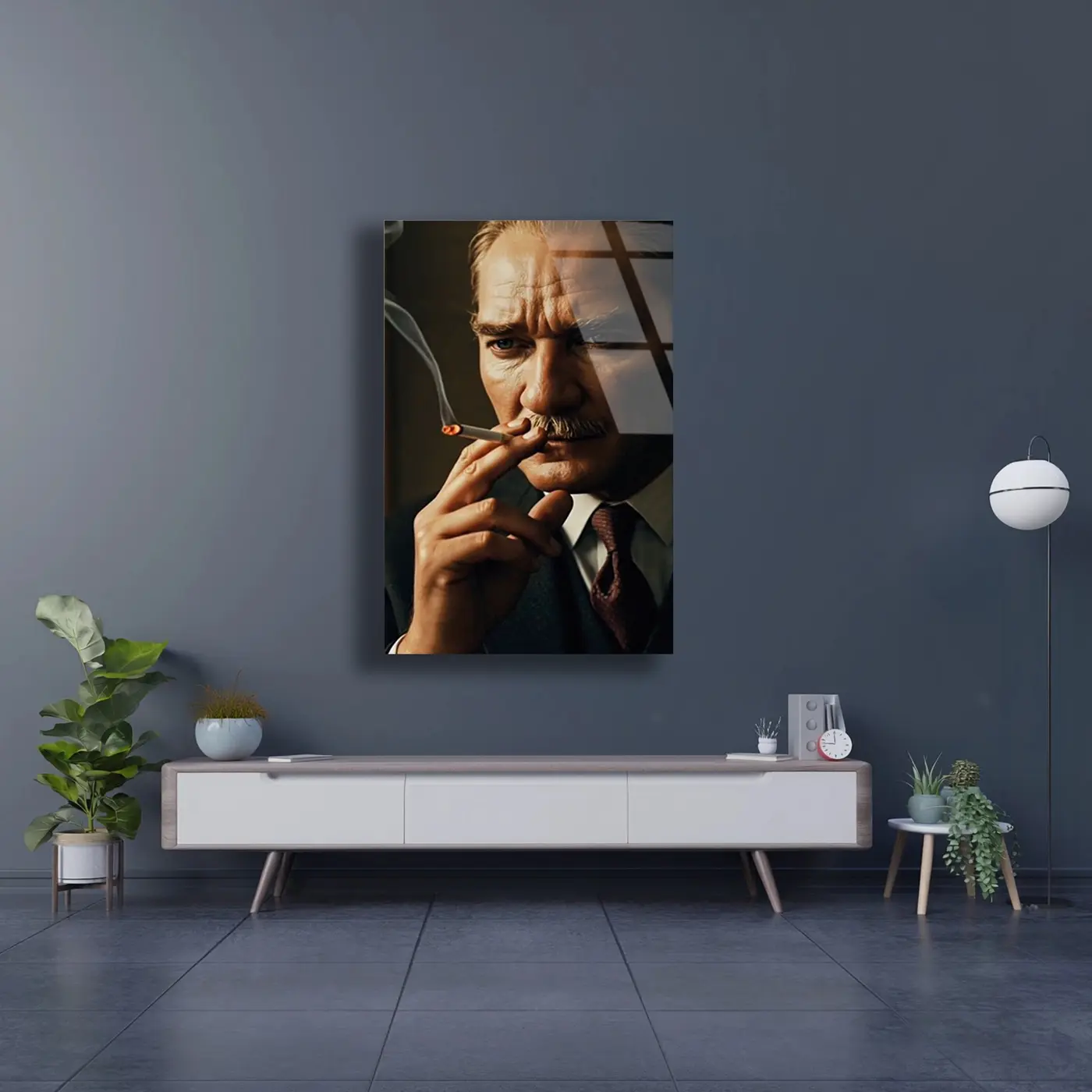 Atatürk Detaylı Portre Sanat Cam Tablo