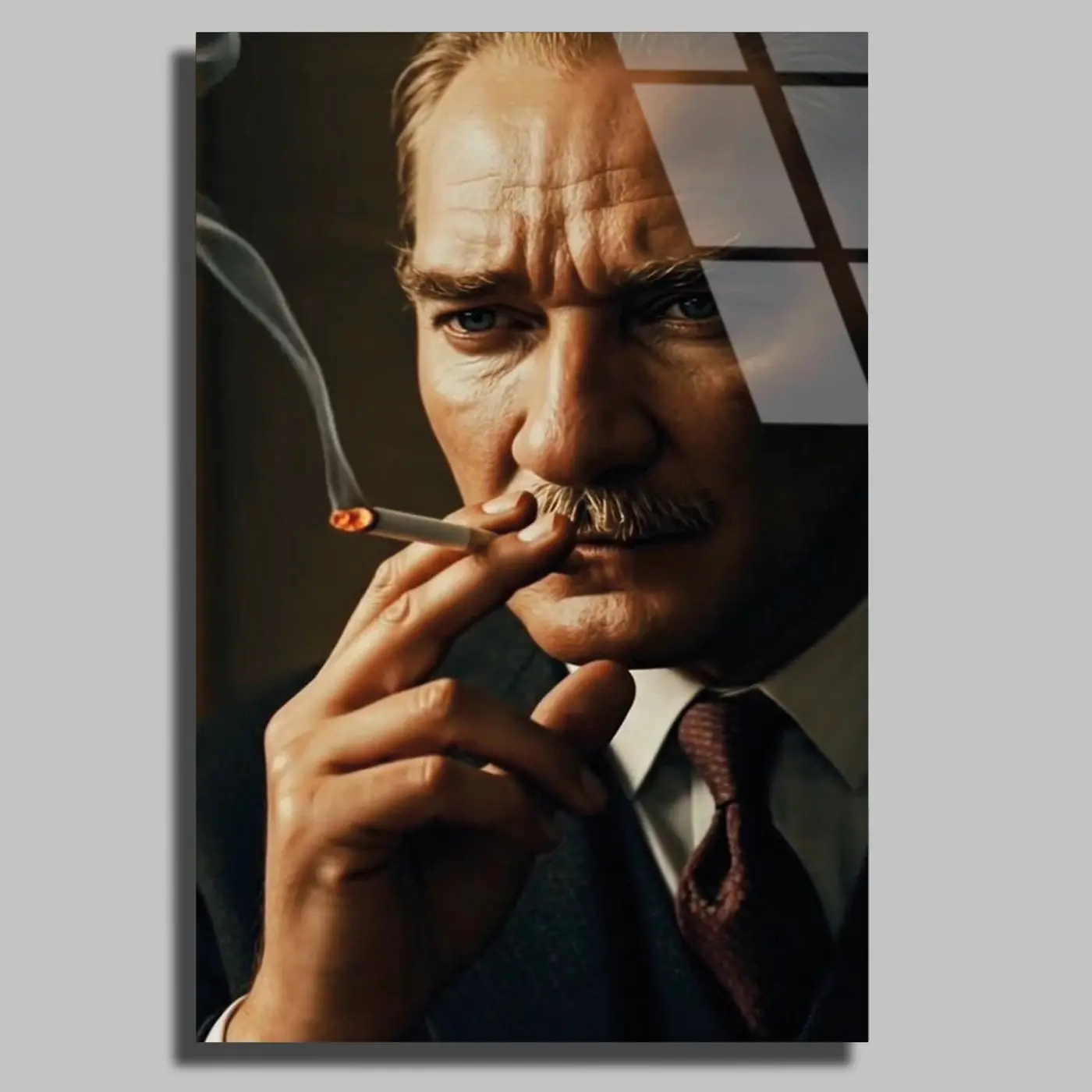 Atatürk Detaylı Portre Sanat Cam Tablo