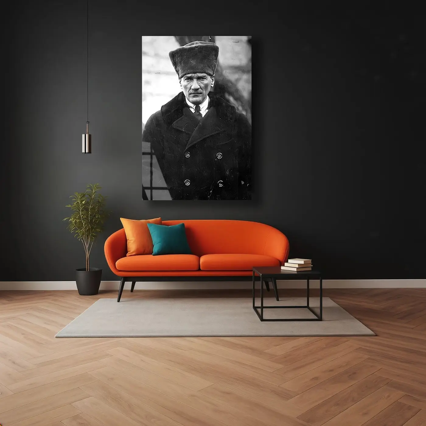Atatürk Kalpaklı Tarihi Fotoğraf Cam Tablo