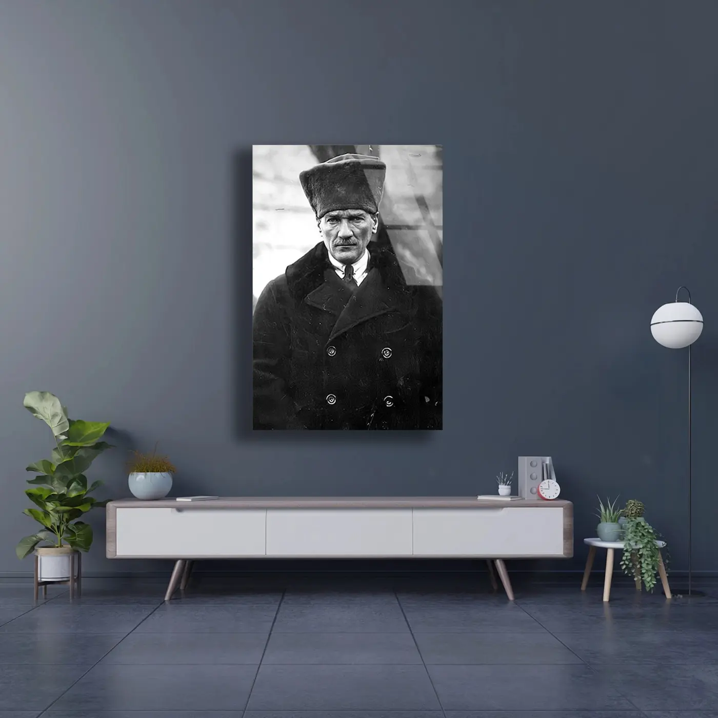 Atatürk Kalpaklı Tarihi Fotoğraf Cam Tablo