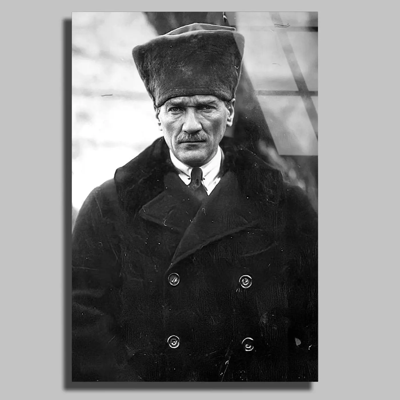 Atatürk Kalpaklı Tarihi Fotoğraf Cam Tablo