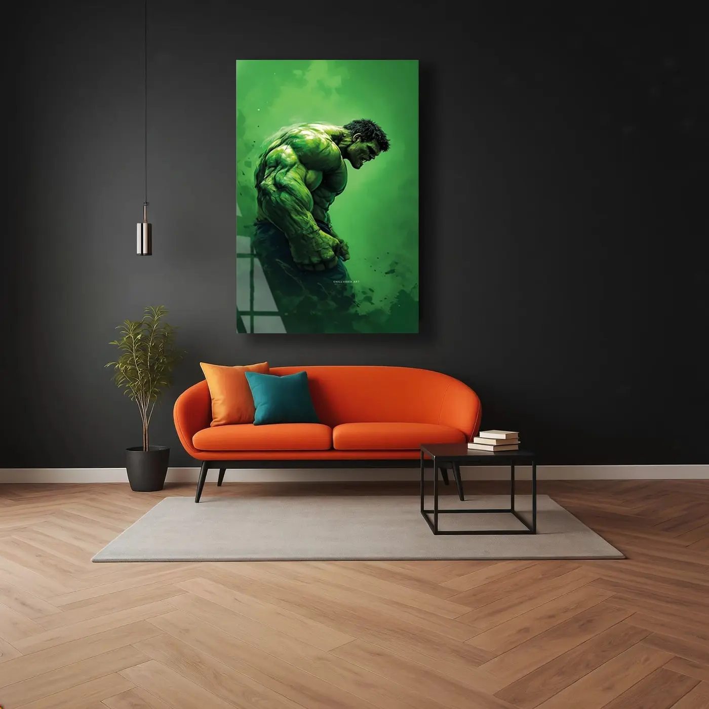 Öfkeli Hulk Portresi Cam Tablo