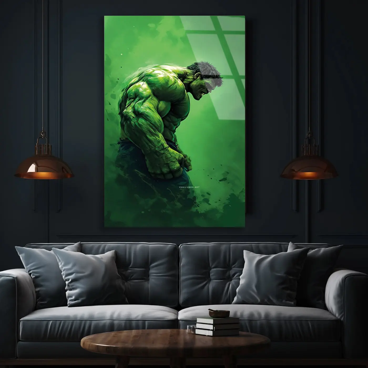 Öfkeli Hulk Portresi Cam Tablo