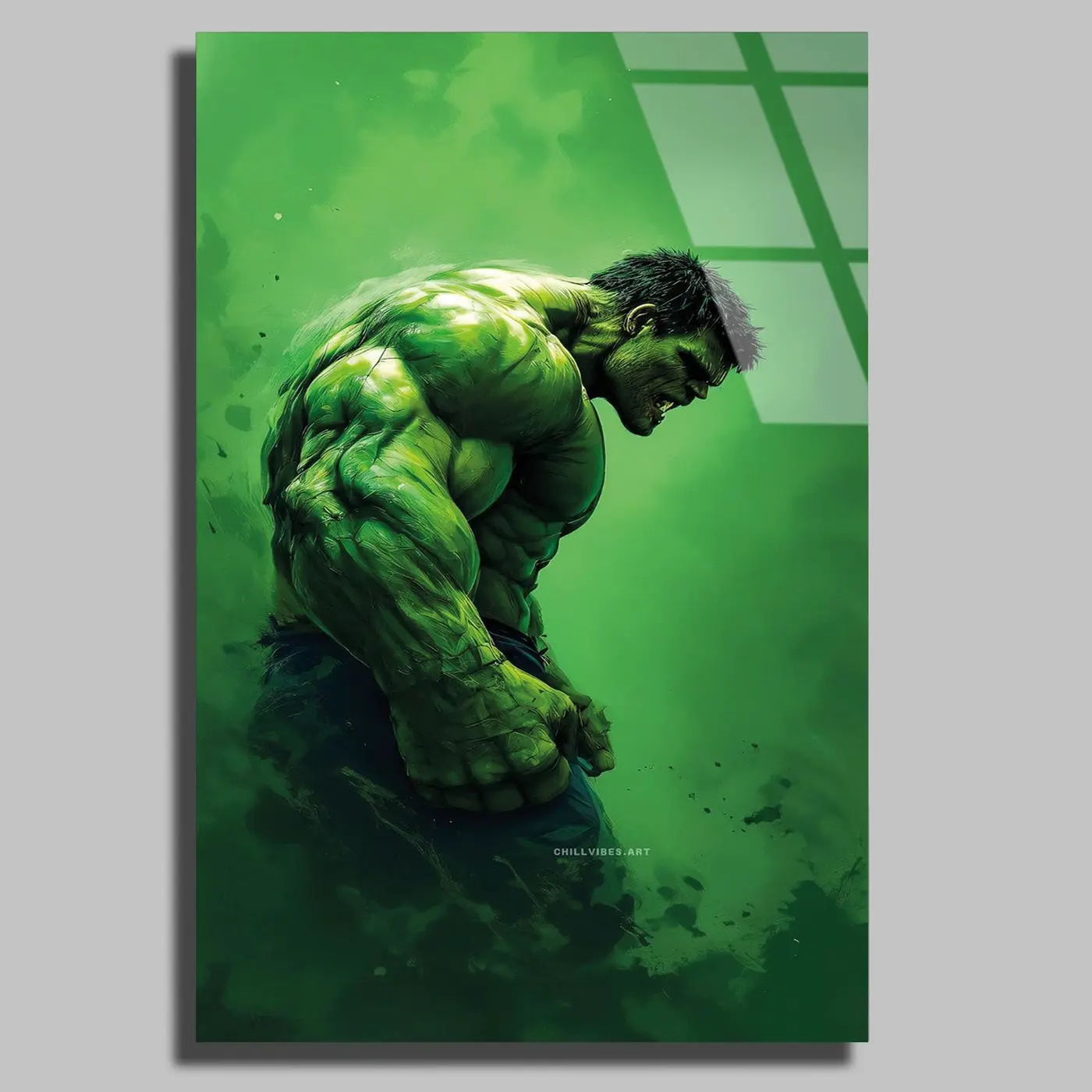 Öfkeli Hulk Portresi Cam Tablo