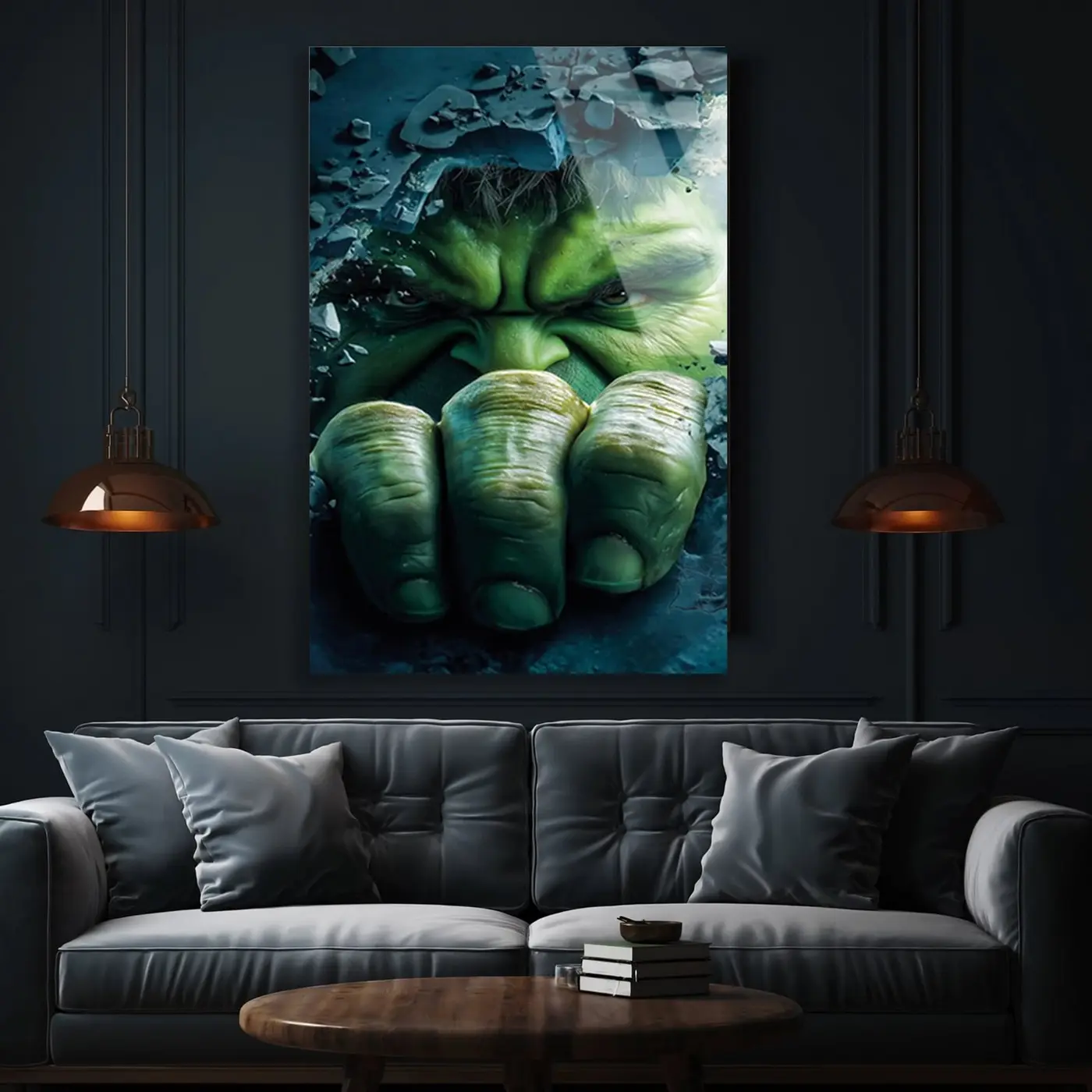 Hulk Yumruk Yakın Çekim Cam Tablo