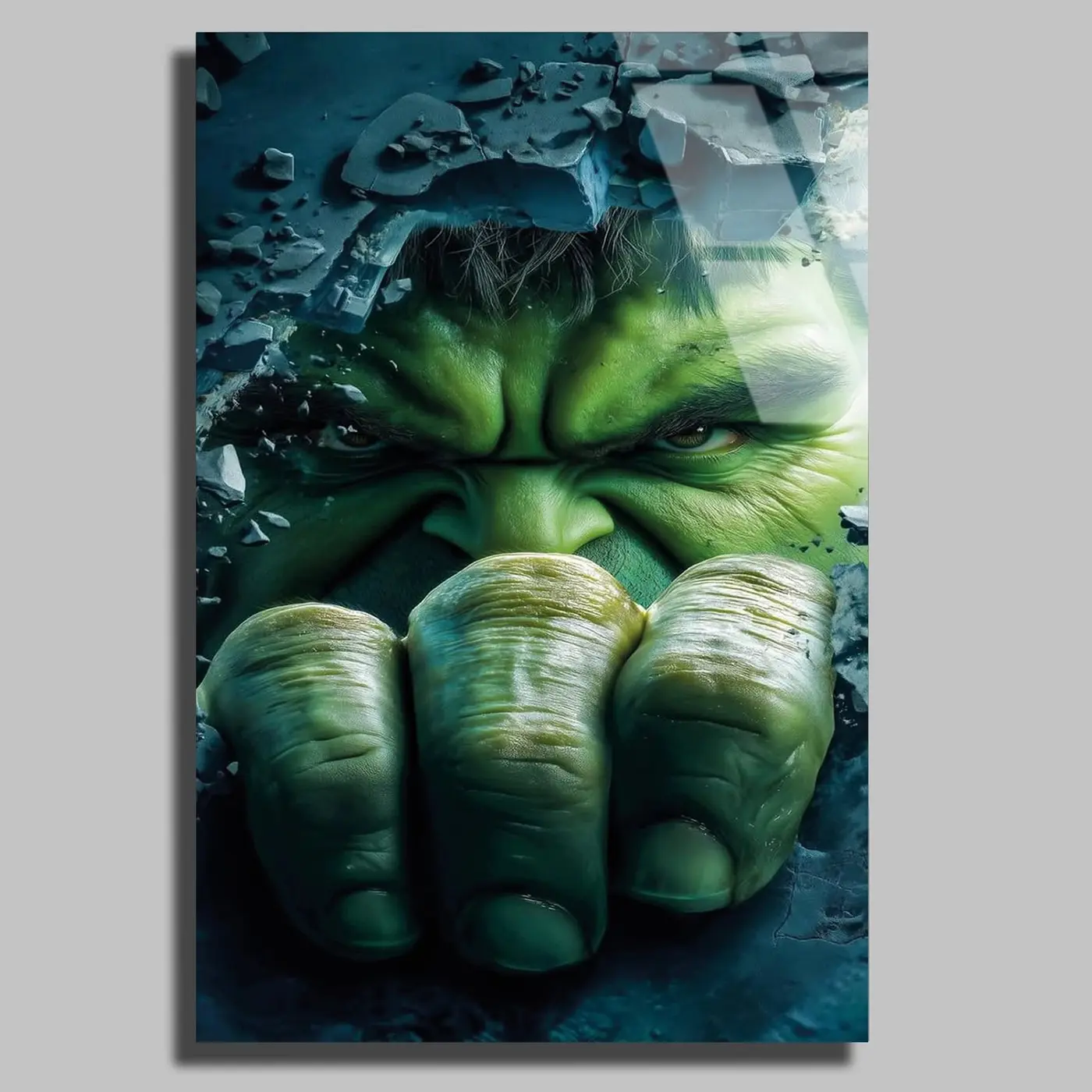 Hulk Yumruk Yakın Çekim Cam Tablo