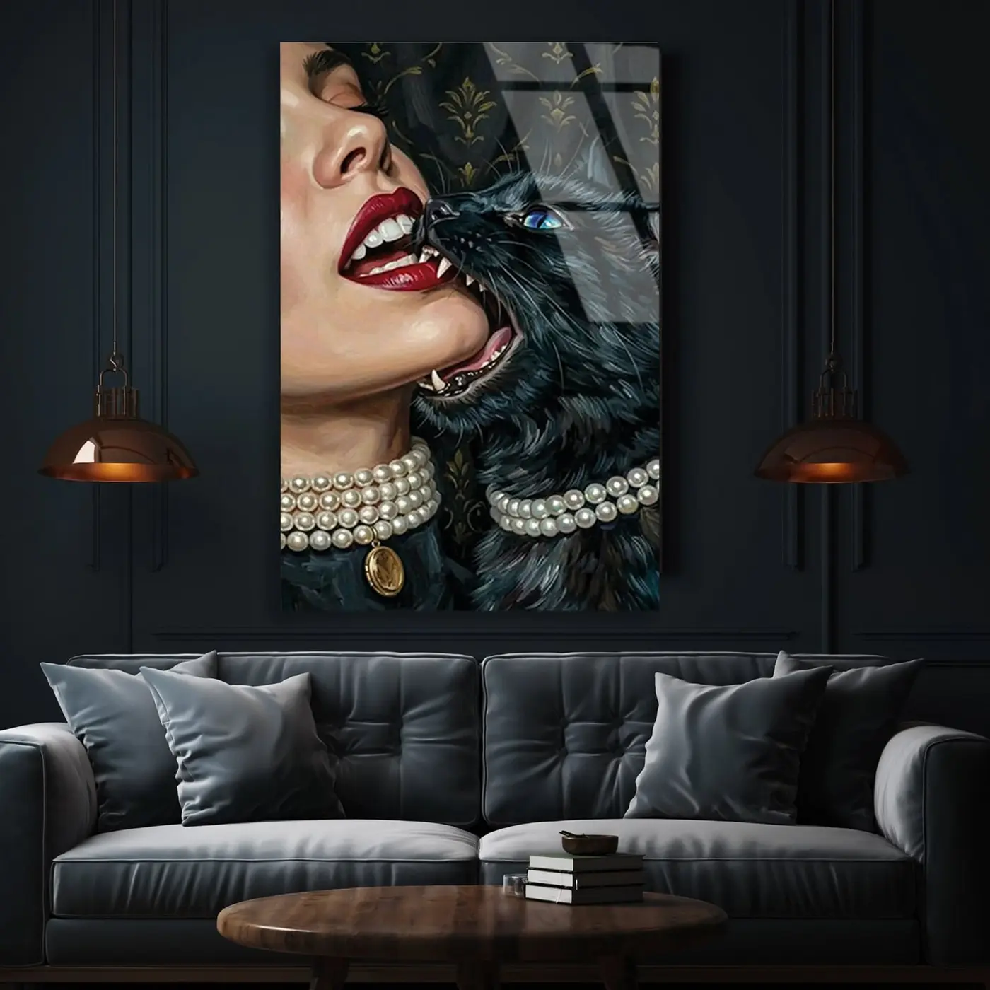 Kadın ve Panter Dramatik Sanat Cam Tablo