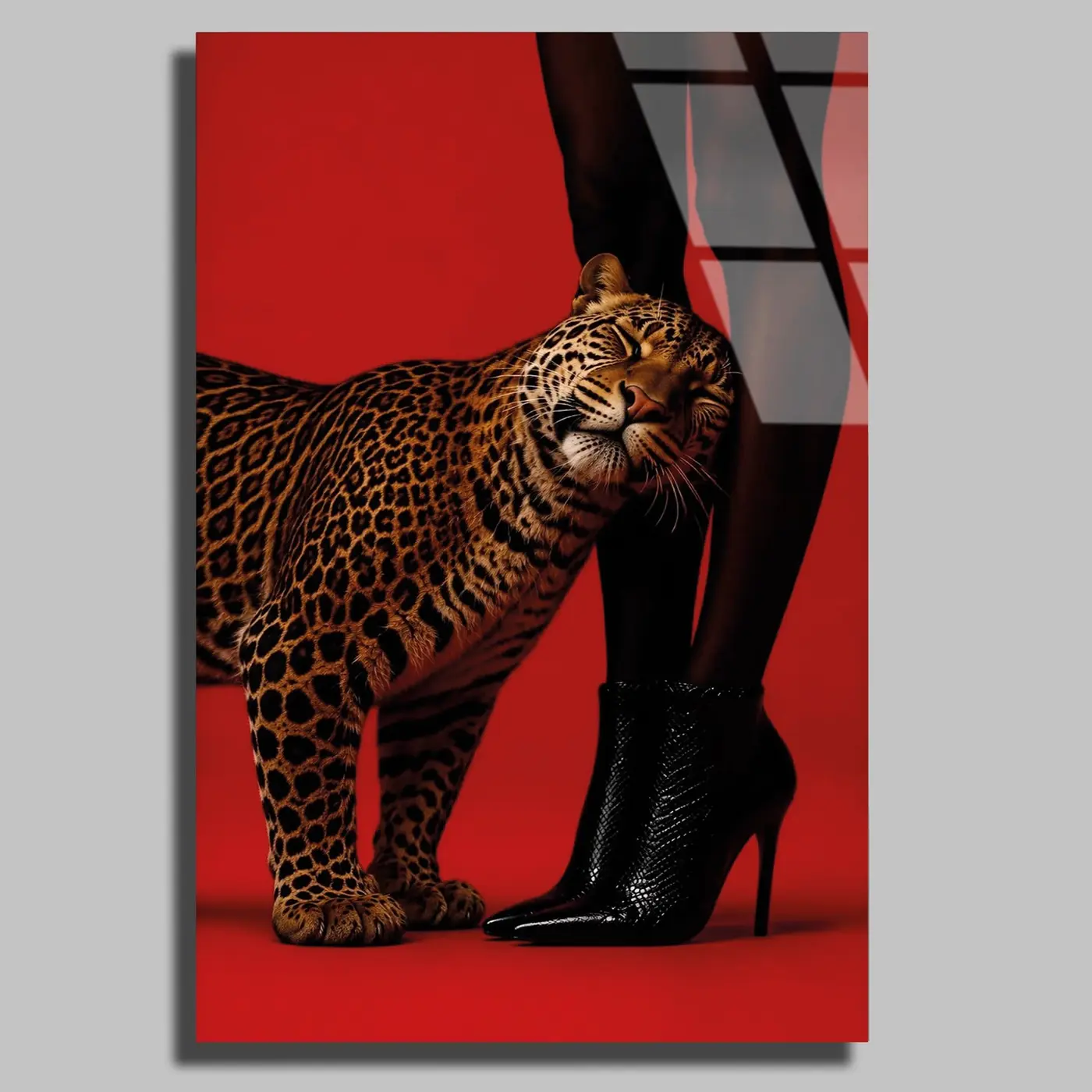 Topuklu Ayakkabıda Leopar Moda Cam Tablo