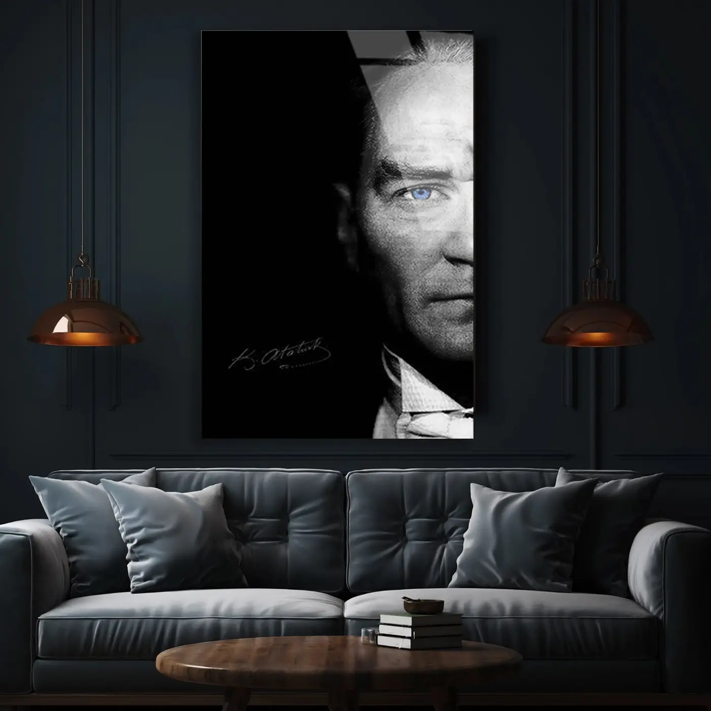 Atatürk Mavi Göz Yakın Portre Cam Tablo