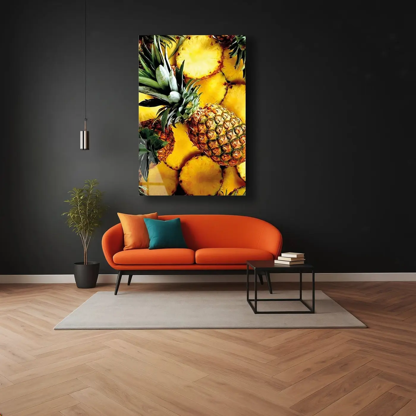 Taze Ananas Dilimleri Cam Tablo