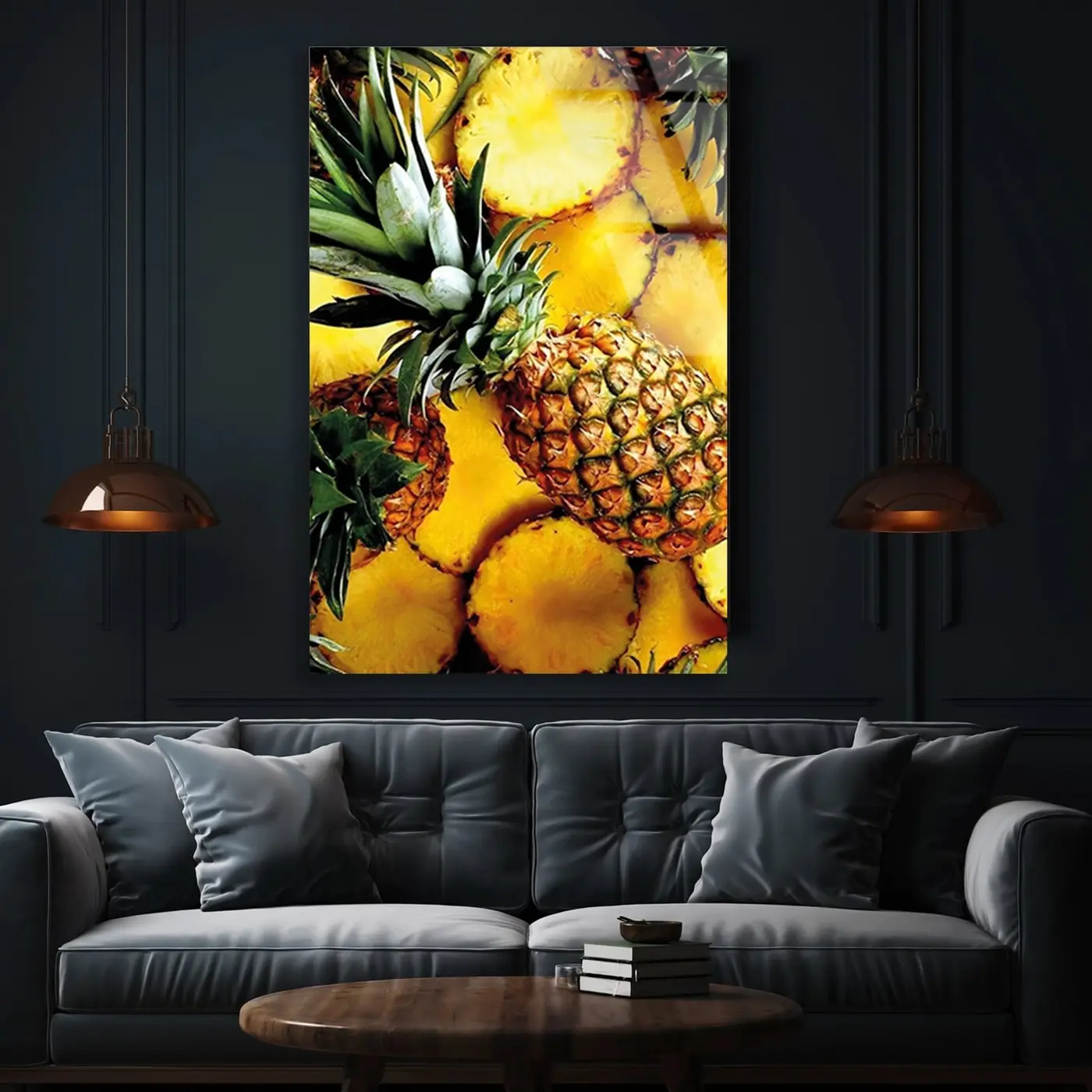 Taze Ananas Dilimleri Cam Tablo