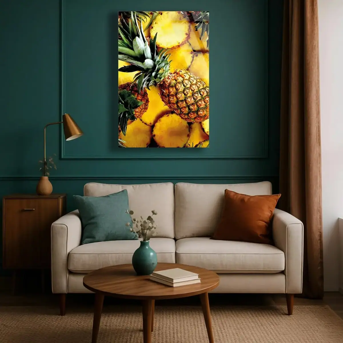 Taze Ananas Dilimleri Cam Tablo