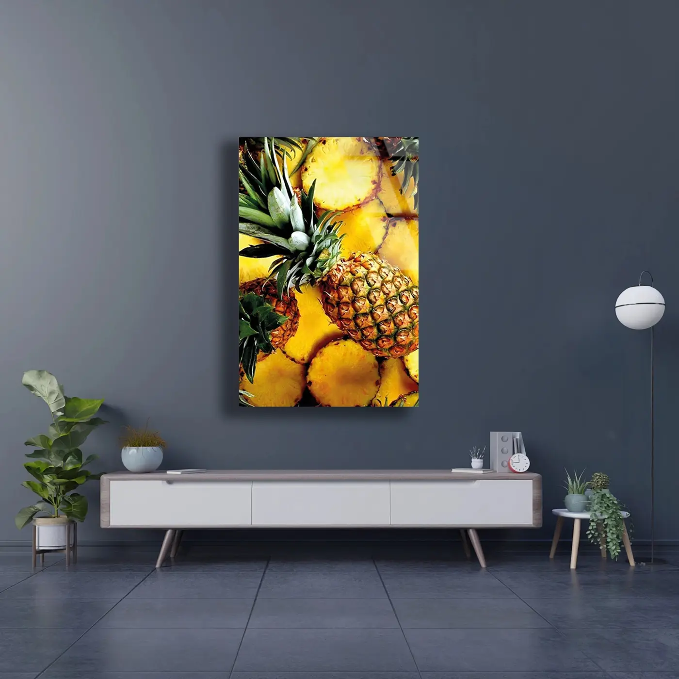 Taze Ananas Dilimleri Cam Tablo